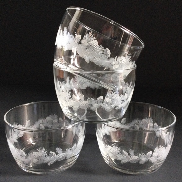 Libbey Dining 4 Vintage Libbey Pine Cone Bowls Dessert Ice Cream